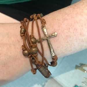 Beaded Cross Wrap Bracelet